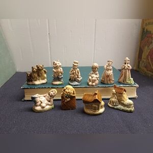 10 Vintage WADE Nursery Rhyme Ceramic Mini Figures Made In England